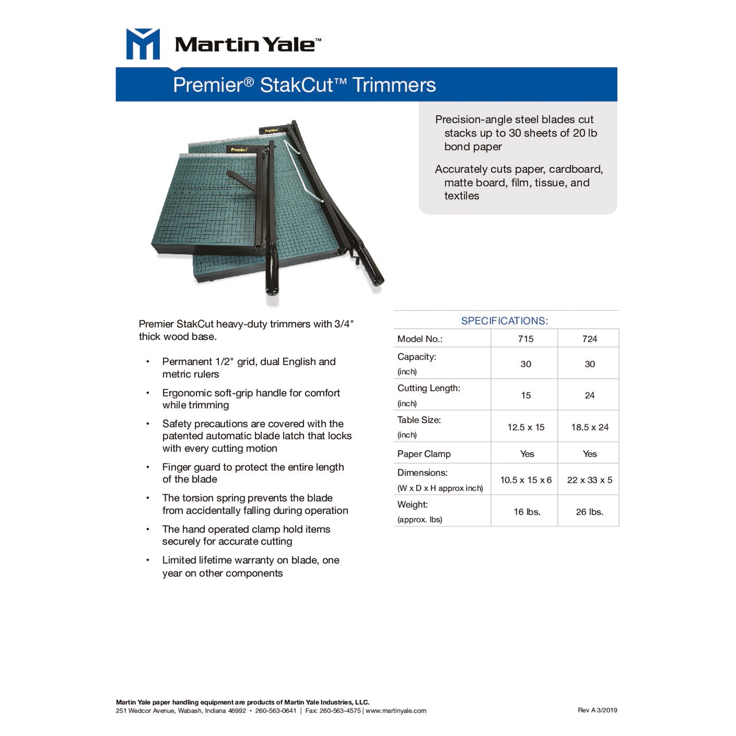 Martin Yale - StakCut™ Heavy Duty Trimmers Model 715