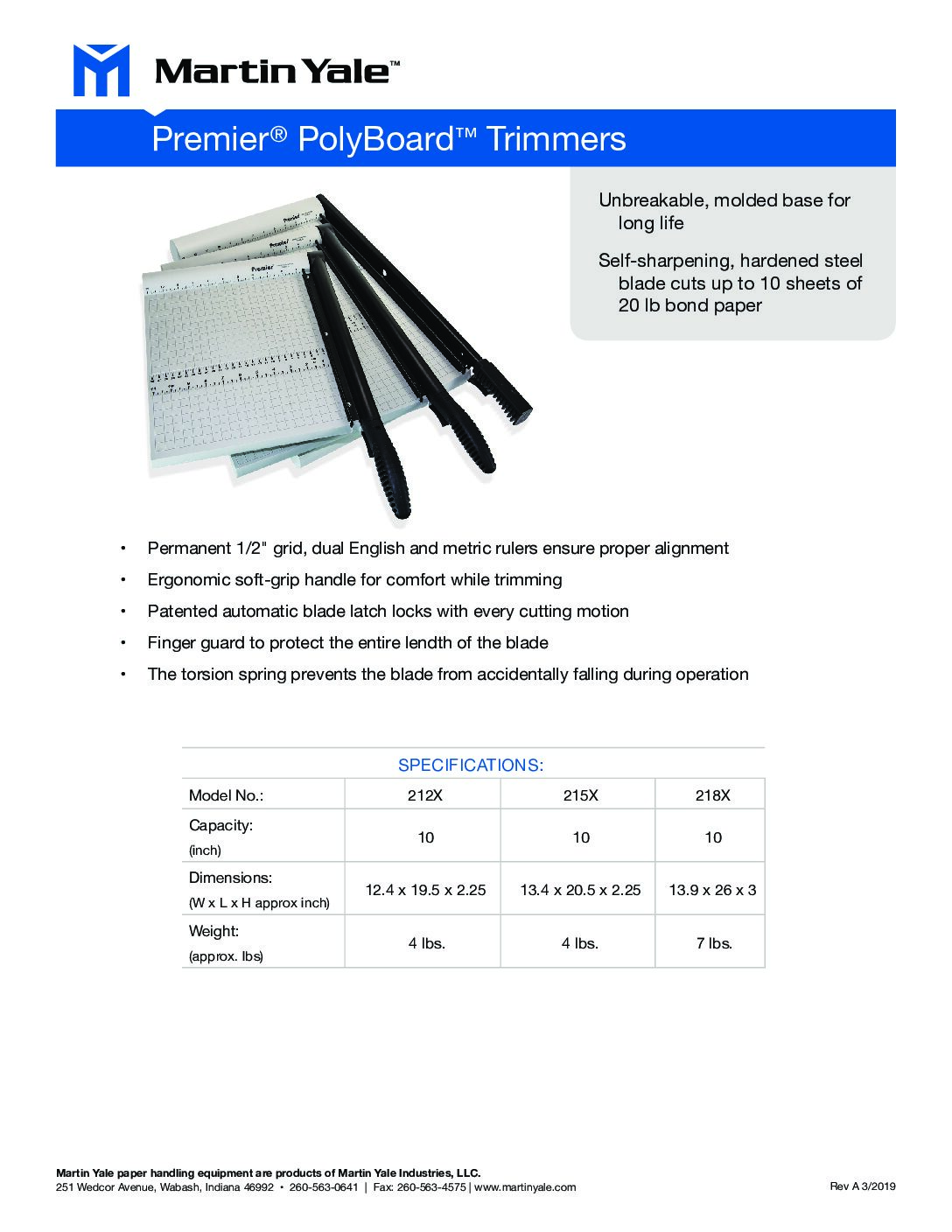 Martin Yale - PolyBoard™ Paper Trimmers P212X