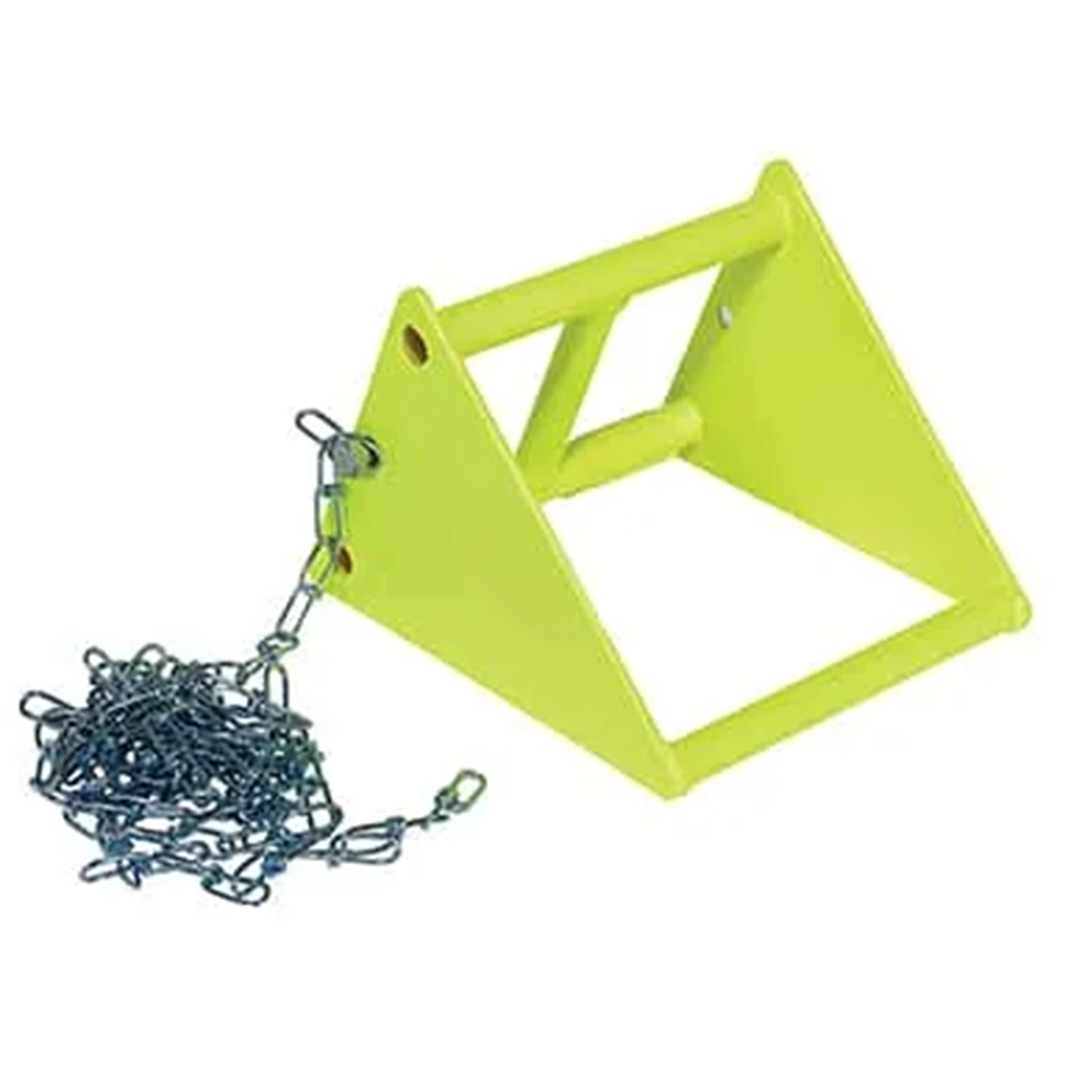 Vestil ( Fabricated Steel Wheel Chock With 10 Ft. Security Chain Fluorescent Yellow FAB-10-FYL )