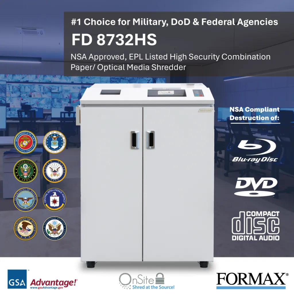 FD 8732HS High Security Paper / Optical Media Shredder